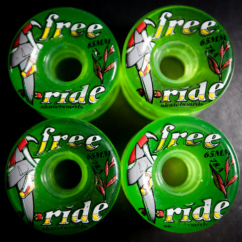 *OPEN BOX* Free Ride Green 65mm 78a Longboard Wheels (Set of 4)