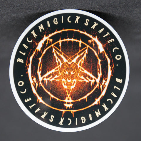 Black Magick Skate Co Flaming Pentagram Sticker!