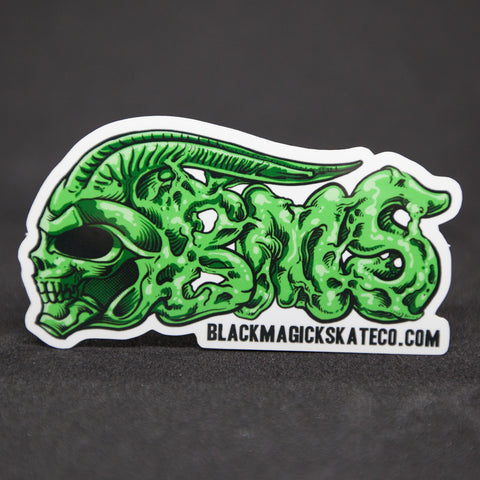 Black Magick Skate Co Green Horned Demon Head Sticker!